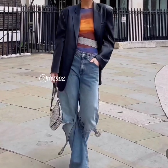 Zara TRF WIDE LEG BUCKLE JEANS - Picture 16 of 16